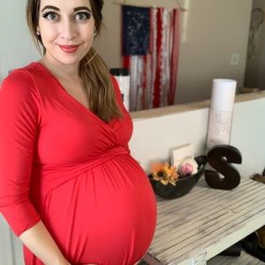 PinkBlush maternity dress long sleeve knee length